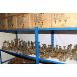 Assorted brass candlesticks, chamber sticks,