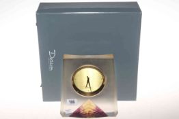 Art Deco style crystal Daum clock, France, boxed,