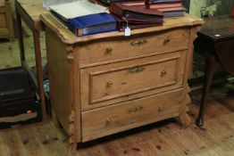 Continental pine chest of three drawers