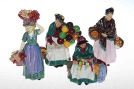 Four Royal Doulton figures; Covent Garden HN1339, The Orange Lady HN1759,