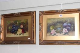 Evelyn Chester, Fruit and Flowers, pair oils, signed lower left, 19cm by 29cm,