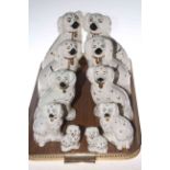 Five pairs of Staffordshire style spaniels,