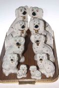 Five pairs of Staffordshire style spaniels,