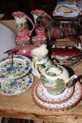 Maling jugs, bowl and six sundae dishes, Beswick shire horse, Royal Crown Derby and Spode plates,