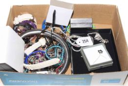 Box of costume jewellery and watches