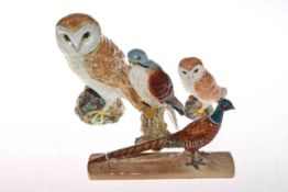 Four Beswick birds; Owl No. 1046, small Owl, Pheasant No.