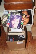 Box of LP records including Doors, Bowie, Police,