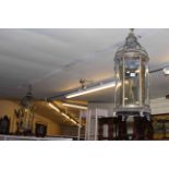 Pair of gilt metal and glazed cylindrical hall lanterns