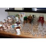 Large collection of glass and china including teaware, commemoratives,
