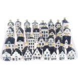 Collection of thirty one KLM blue Delft 'Bols' houses