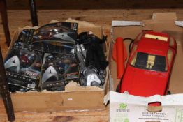 Porsche 928 wired control care and collection of Star Trek and other figures