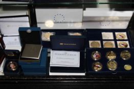 Fifty one gold plated Westminster Jubilee Mint and Windsor Mint Military/Royalty coins,