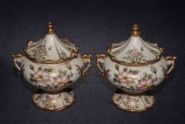 Pair gilded Continental vases and covers,