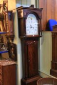 19th Century mahogany eight day longcase clock having arched marine phase dial, signed Will Hall,