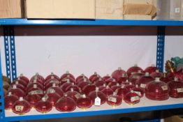 Large selection of ruby glass oil lamp reservoirs