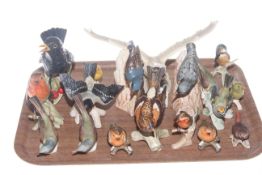 Tray of various Goebel birds including Mute Swan, Black Bird, Nuthatch,