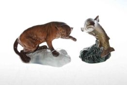 Two Beswick figures; Puma No. 1823 and Trout No.