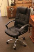 Black leather adjustable office desk chair