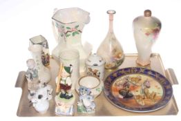 Hadley's Worcester floral painted vase, Royal Worcester vase, Belleek vases and bowl, Wade Whimsies,