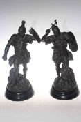 Pair of Roman warrior spelter figures,