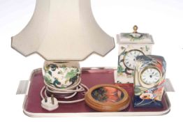 Mason's Chartreuse table lamp and clock,