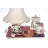 Mason's Chartreuse table lamp and clock,