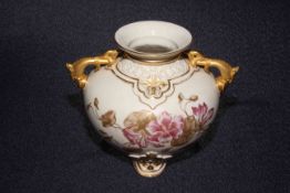 Royal Worcester twin handled gilded vase,