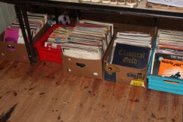 Five boxes of LP and single records including some Beatles