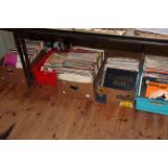 Five boxes of LP and single records including some Beatles