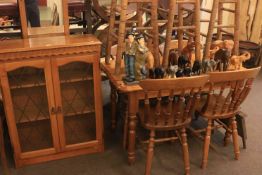 Pine kitchen table and four chairs,