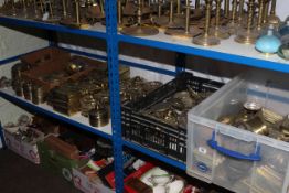 Large collection of brass oil lamp bases/stands