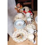 Royal Doulton Bunnykins and Wedgwood Peter Rabbit tableware and novelty teapot