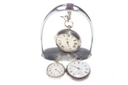 Two silver enamel faced pocket watches,