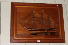 Framed marquetry panel,