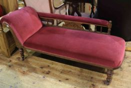 Victorian scroll end chaise longue on turned legs