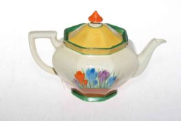 Clarice Cliff Athens shape 'Crocus' teapot,