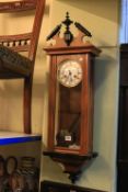 Victorian walnut and ebonised Vienna style wall clock