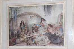 William Russell Flint, Question of Colour, signed print,