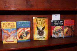 Five first edition Harry Potter books