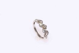 18 carat white gold seven stone diamond ring,