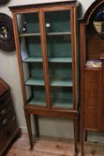 Early 20th Century mahogany two door display cabinet on later stand, 169cm by 64.