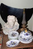 Large Italian Art Glass vase, Louisa Alcott bust,