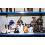 Collection of silver plated ware, various china including two Worcester figures,