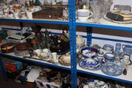 Pewter ware, model railway equipment, Wedgwood Jasperware, blue and white and other china, bellows,