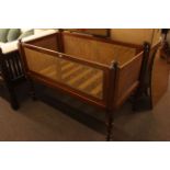 Victorian mahogany and bergere panelled child's cot