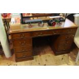 Mahogany nine drawer pedestal desk,