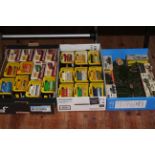 Three boxes of Corgi buses, Corgi and Dinky military vehicles, Solido Transport vehicles,