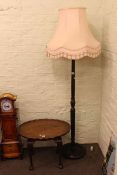 Oval mahogany ball and claw leg coffee table and turned column standard lamp and shade (3)