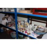 Assorted dolls, glass paperweights and glassware, Nao and Coalport figures,
