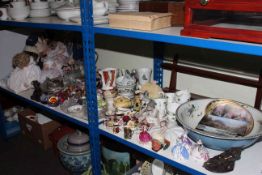 Assorted dolls, glass paperweights and glassware, Nao and Coalport figures,